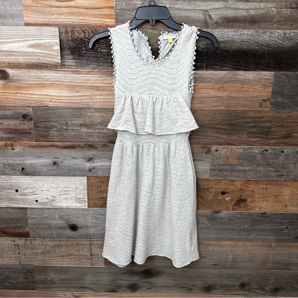 Anthropologie Leifsdottir Wool Blend Knit Sleeveless Ruffle Gray Dress Small